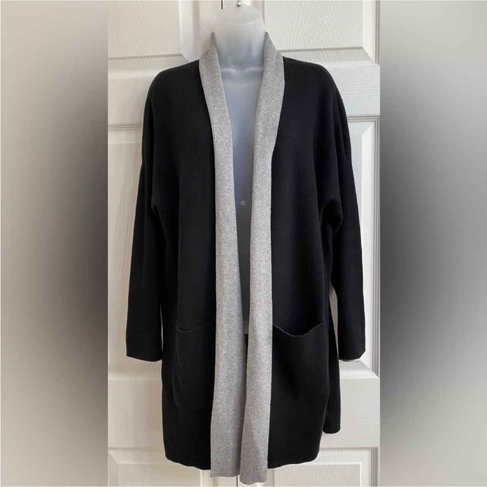 Eileen Fisher Sweater Cardigan Peruvian Cotton Blend Long Shawl Collar Small - Picture 4 of 16